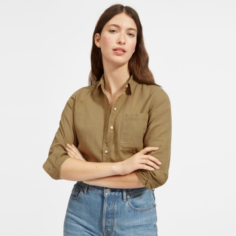 Everlane Cotton Shirt in Olive sz 2 (small)